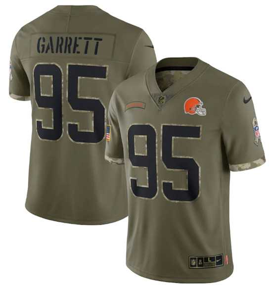Men's Cleveland Browns #95 Myles Garrett 2022 Olive Salute To Service Limited Stitched Jersey,We sell and wholesale Men's Cleveland Browns #95 Myles Garrett 2022 Olive Salute To Service Limited Stitched Jersey on line form chian!
